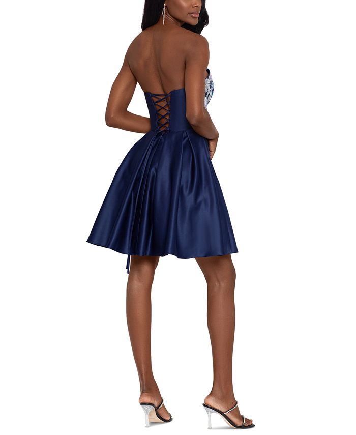 Blondie Nites Juniors' Embroidered Fit & Flare Dress Macy's