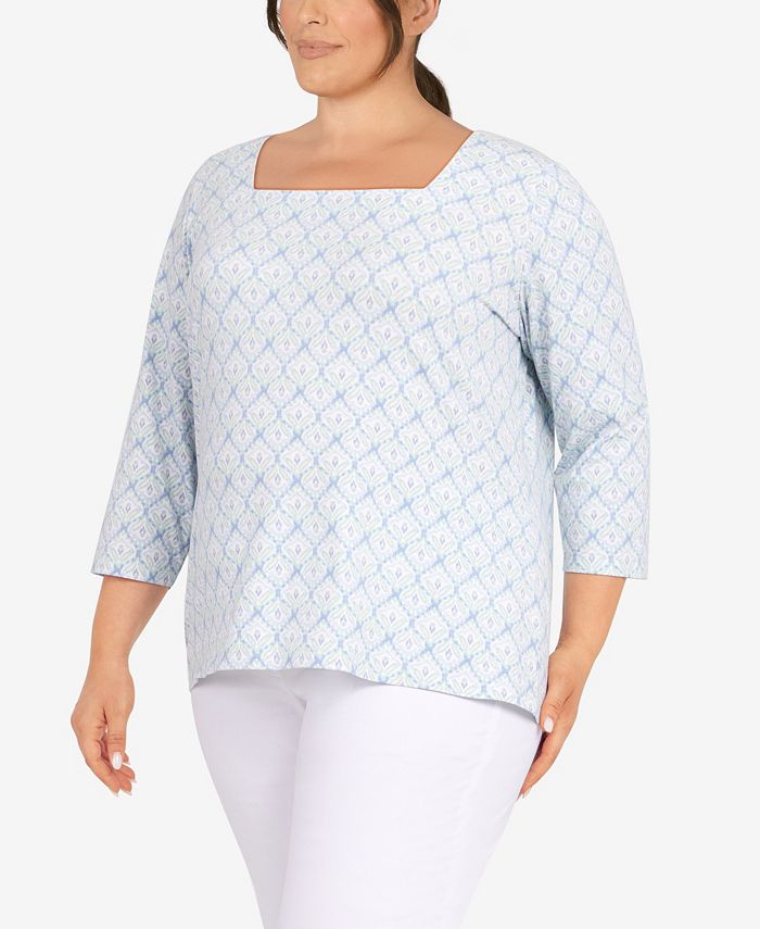 HEARTS OF PALM Plus Size Printed Essentials Jersey Top & Reviews Tops