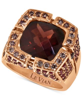 Le Vian - Pomegranate Garnet (9 ct. t.w.) & Chocolate Diamond (3/4 ct. t.w.) Square Statement Ring in 14k Rose Gold