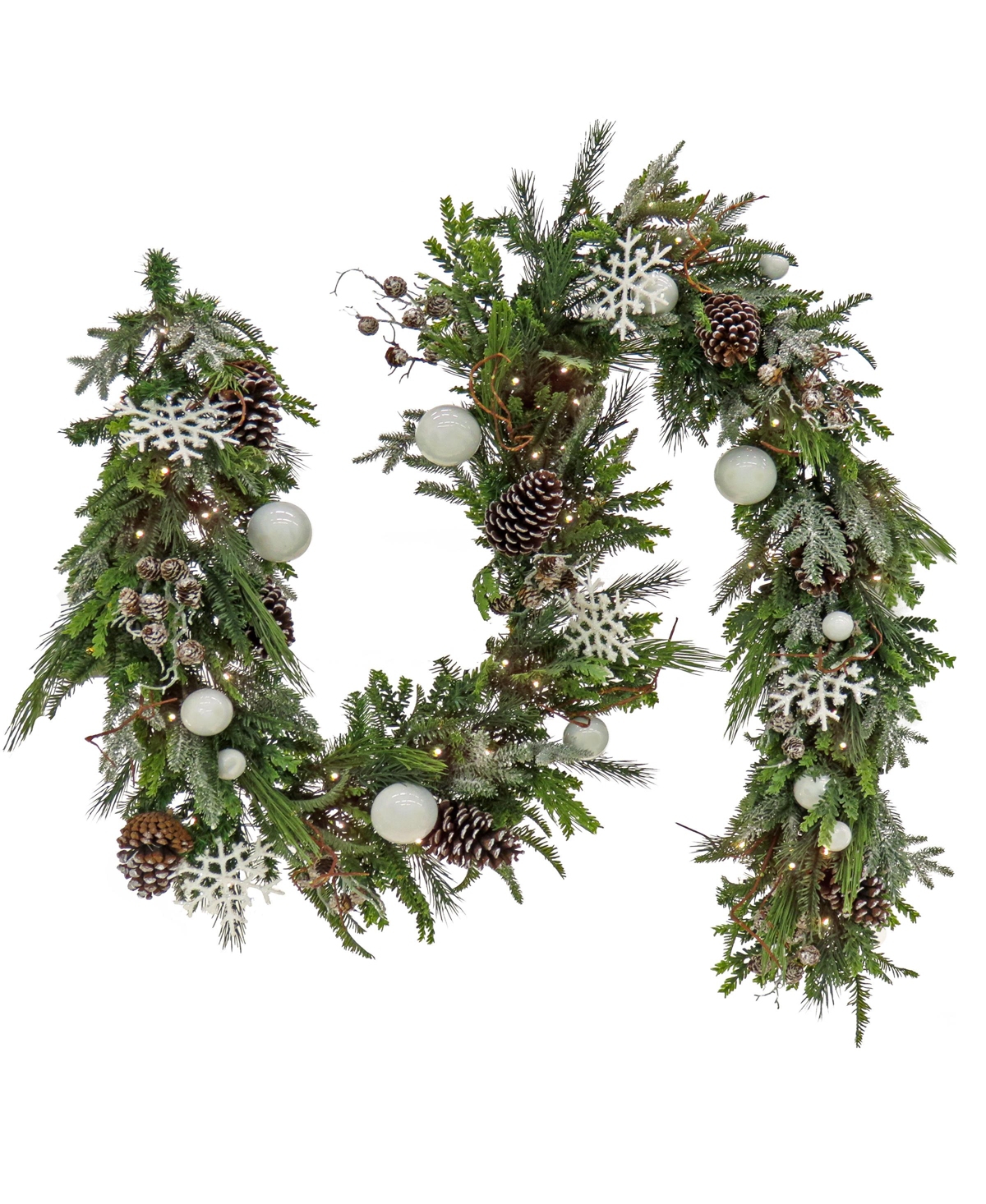 9' Pre-Lit Alpine Collection Decorated Garland - Green