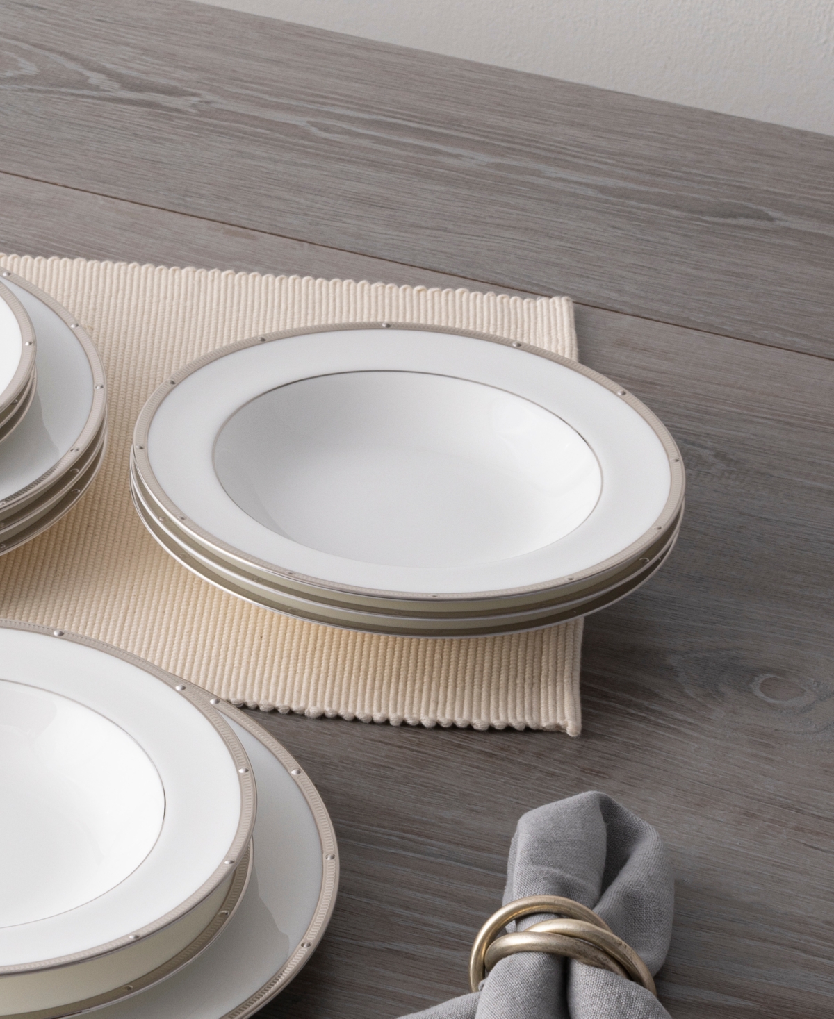 Noritake Rochelle Platinum Set of 4 Soup Bowls, Service For 4