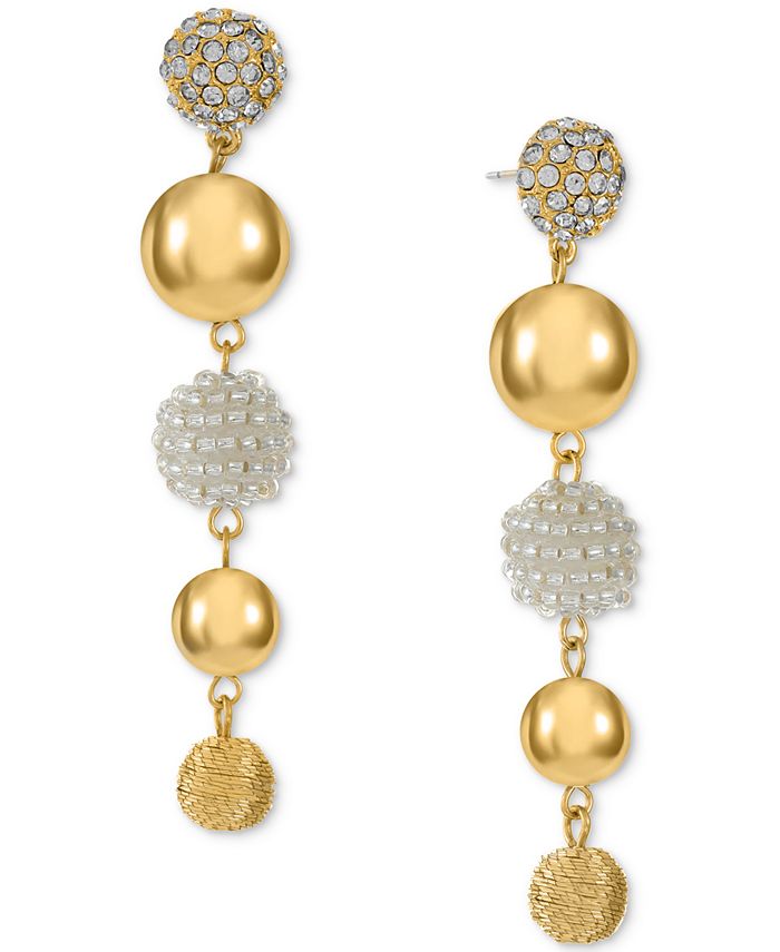 I.N.C. International Concepts Smooth & Beaded Ball Linear Drop Earrings