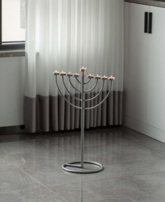 Modern 9 Branch Lighting Thin Pipe Hanukkah Menorah, Small