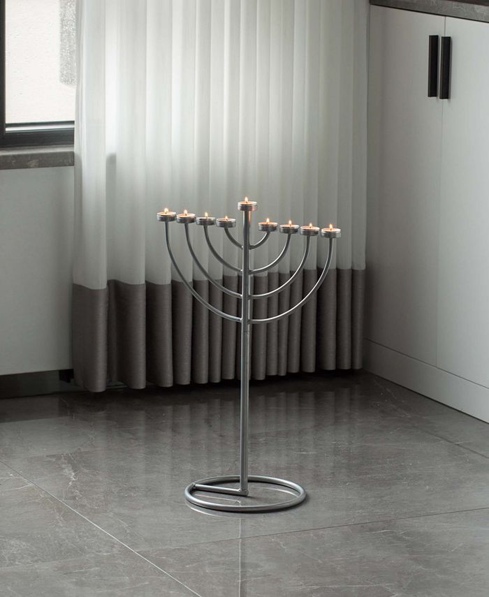 Vintiquewise Modern 9 Branch Lighting Thin Pipe Hanukkah Menorah, Small
