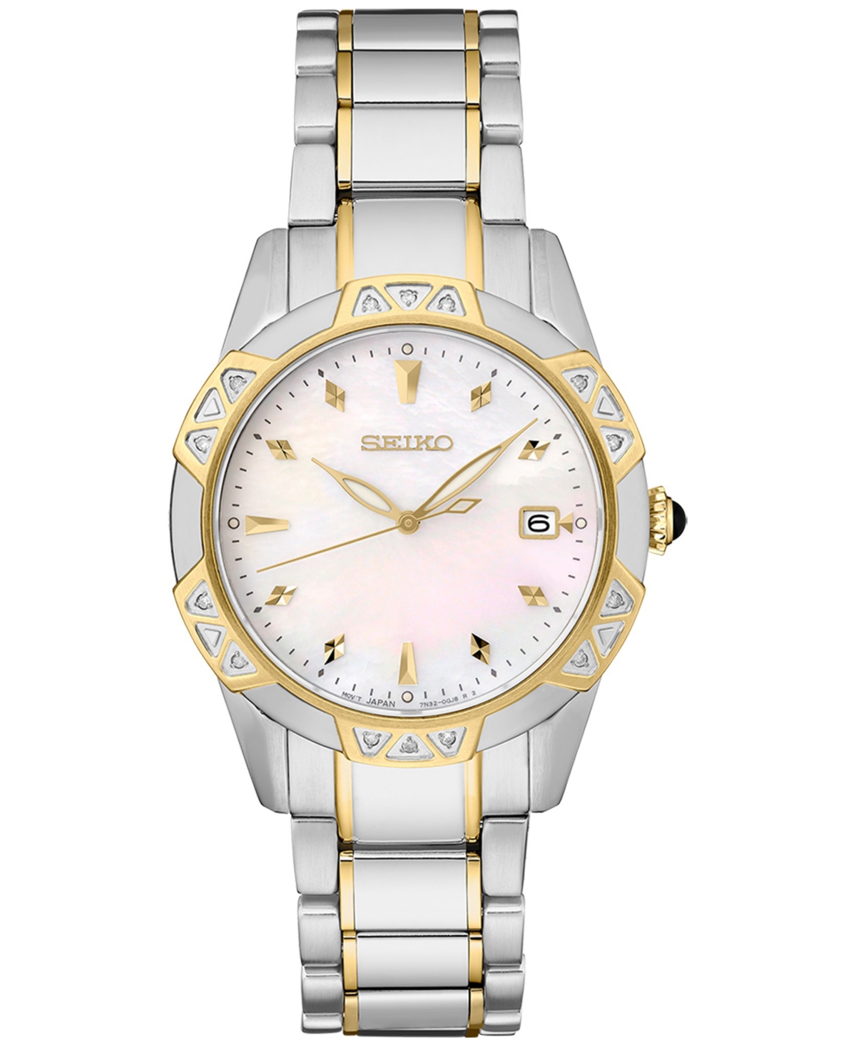 Women's Diamond (1/6 ct. t.w.) Two Tone Stainless Steel Bracelet Watch 33mm - White