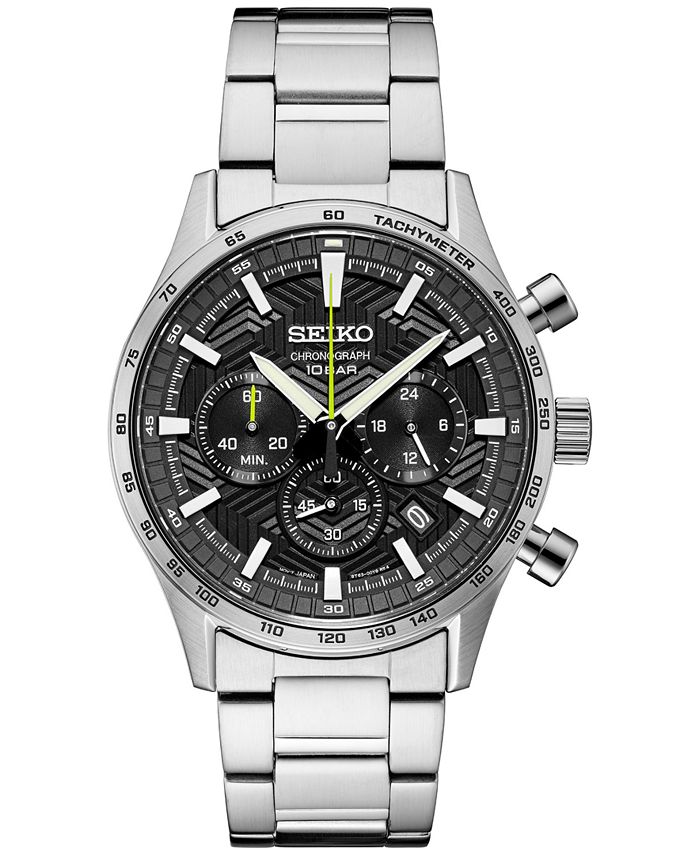 Seiko Men's Chronograph Essentials Stainless Steel Bracelet Watch 43mm &  Reviews - All Watches - Jewelry & Watches - Macy's