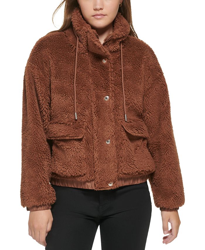 Calvin Klein Jeans Women's Oversized Sherpa Jacket & Reviews - Jackets &  Vests - Juniors - Macy's
