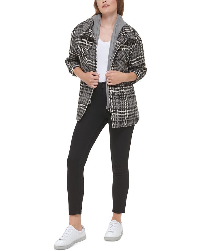 Calvin Klein Jeans Women's Plaid Hooded Shirt Jacket Macy's