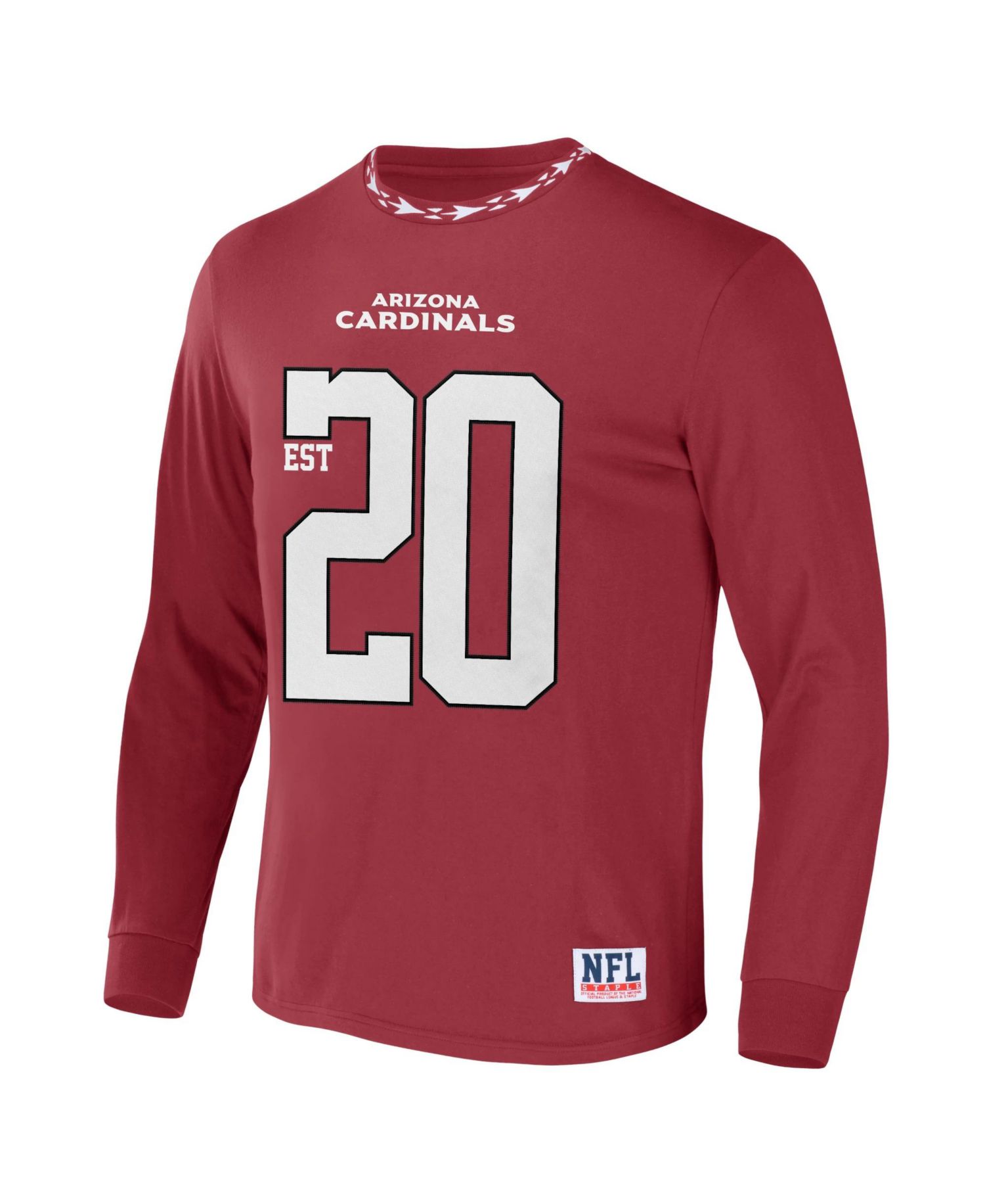 Men's NFL X Staple Red Arizona Cardinals Core Long Sleeve Jersey Style T-shirt