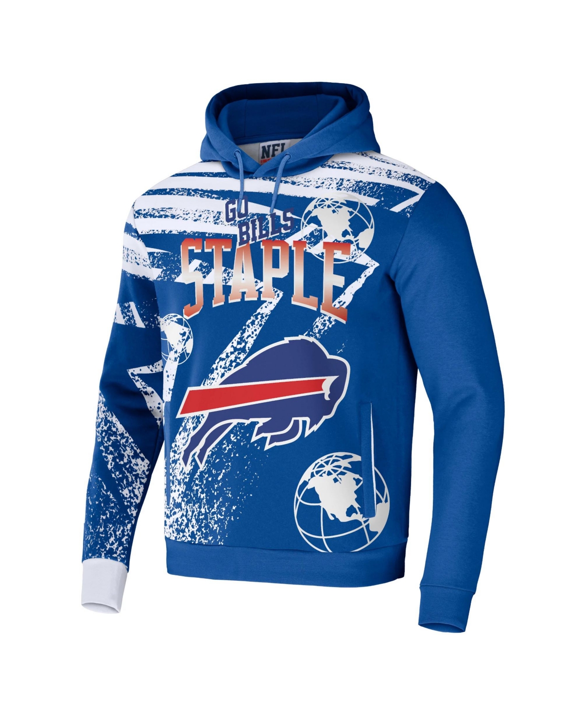 Shop Nfl Properties Men's Nfl X Staple Royal Buffalo Bills Team Slogan All Over Print Pullover Hoodie