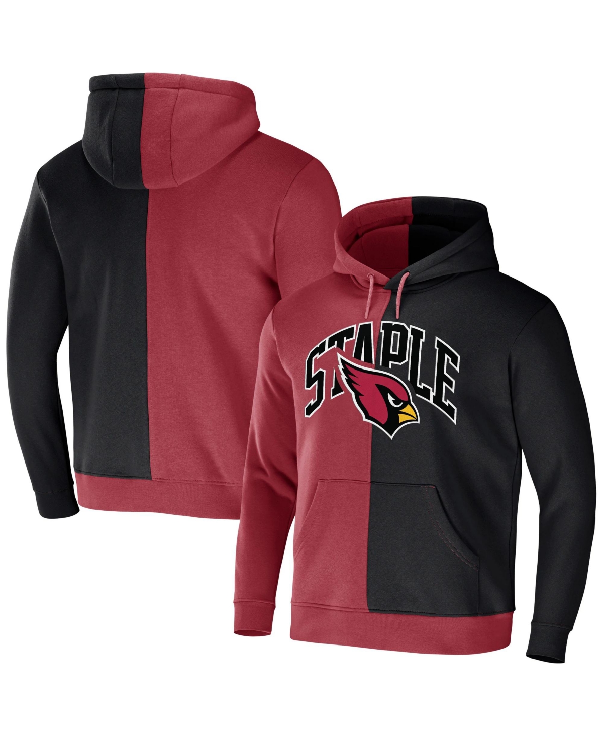 Nfl Properties Men's Nfl X Staple Cardinal, Black Arizona Cardinals Split Logo Pullover Hoodie In Cardinal,black
