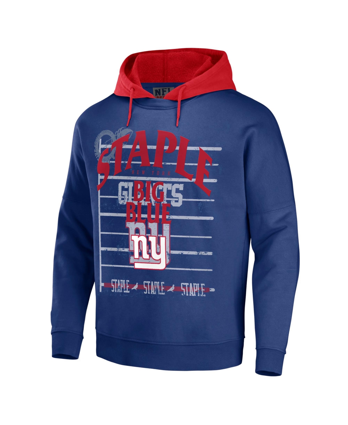 Shop Nfl Properties Men's Nfl X Staple Blue New York Giants Oversized Gridiron Vintage-like Wash Pullover Hoodie