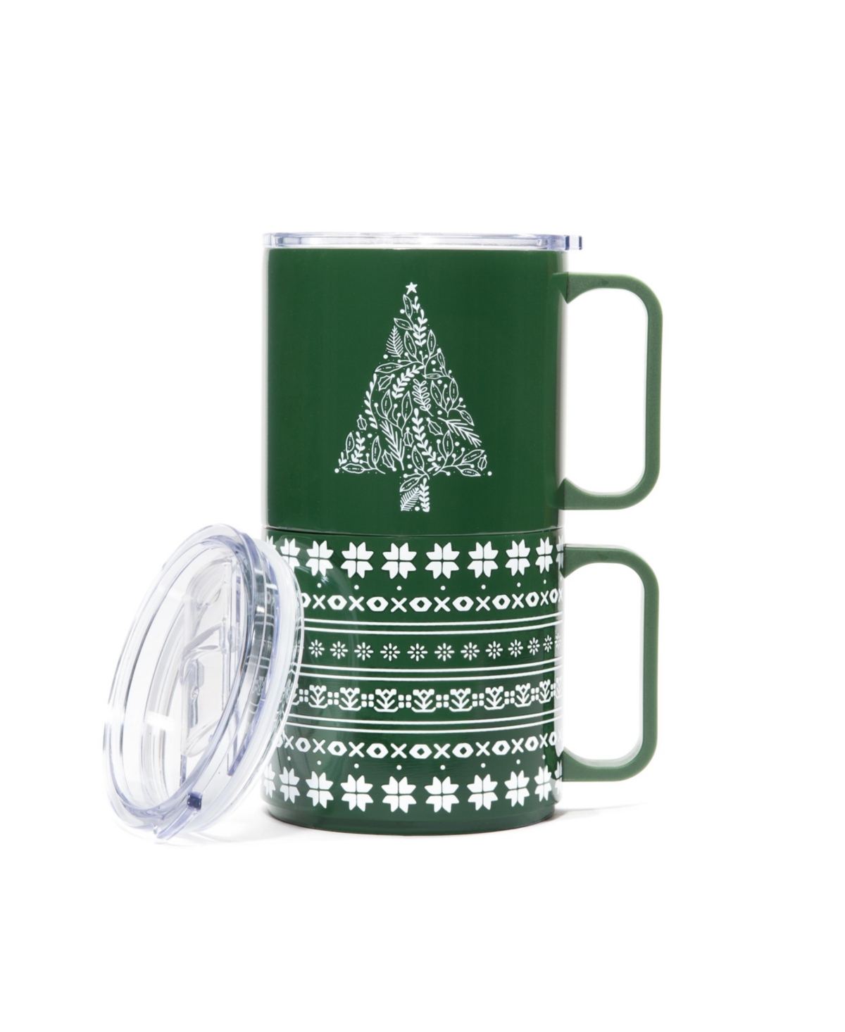 Cambridge Stackable Tree Insulated Coffee Mugs, Set Of 2 In Green