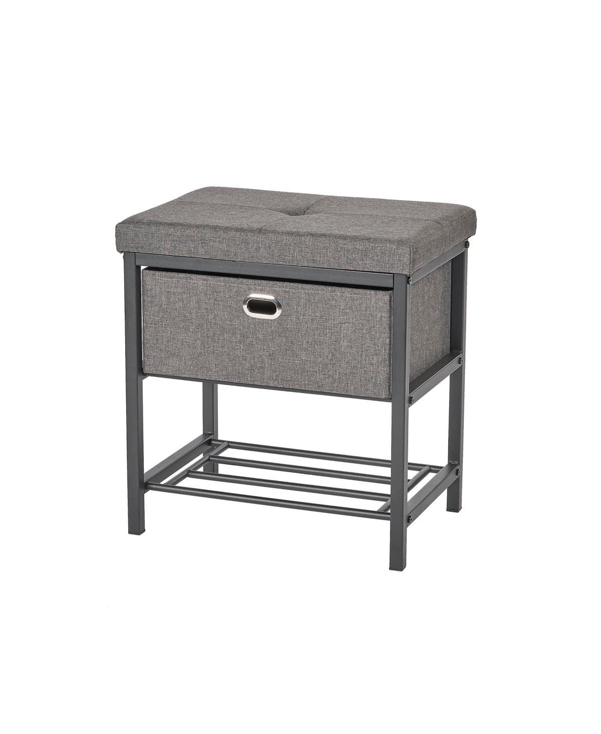 Single Seat Bench with Drawer - Gray