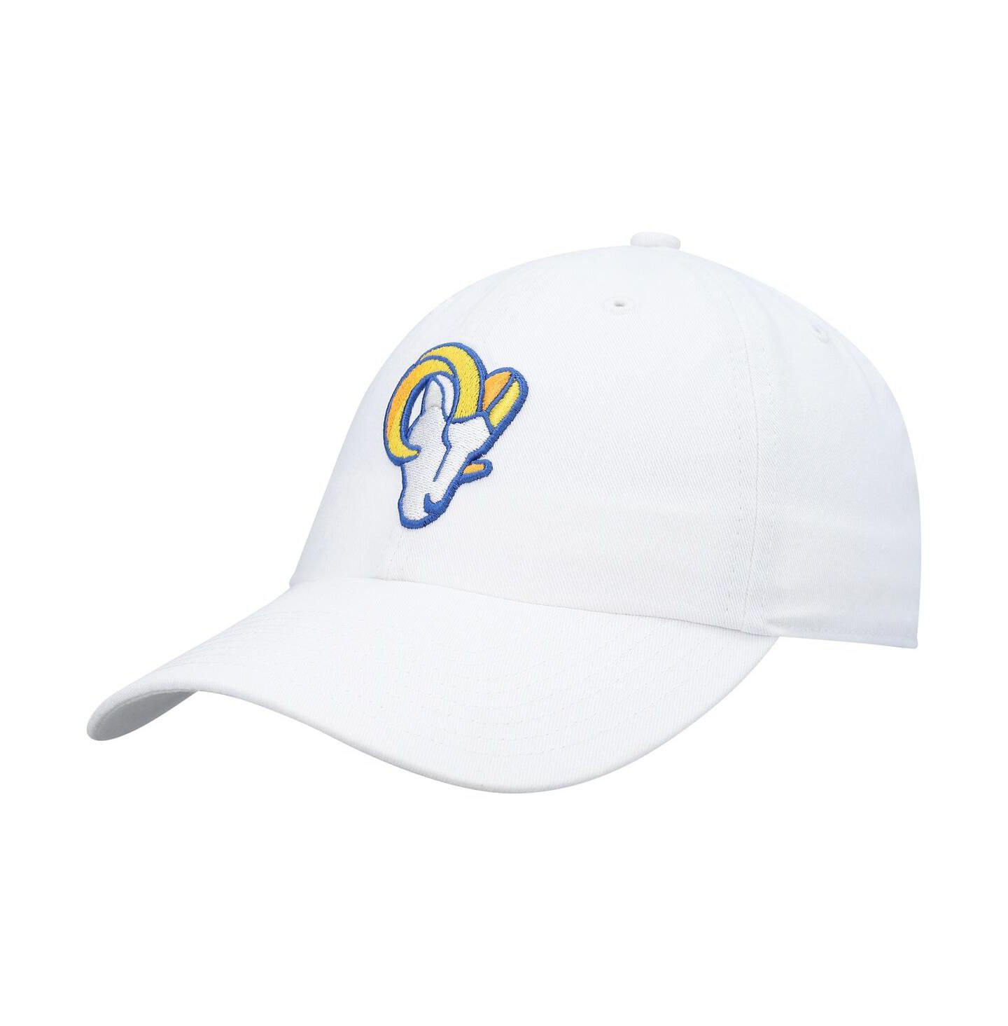 Мужская кепка '47 Brand White Los Angeles Rams Logo Clean Up Adjustable Hat — фото 1