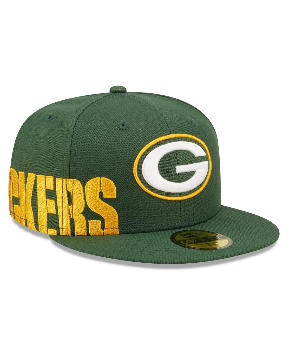 Shop New Era Men's  Green Green Bay Packers Side Split 59fifty Fitted Hat
