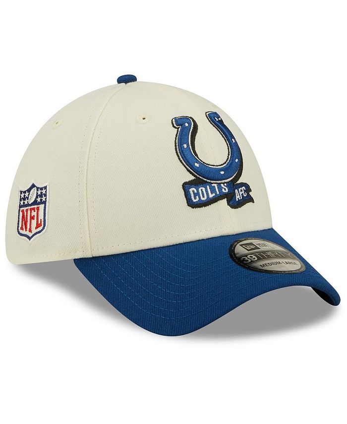 New Era Men's Cream and Royal Indianapolis Colts 2022 Sideline 39THIRTY