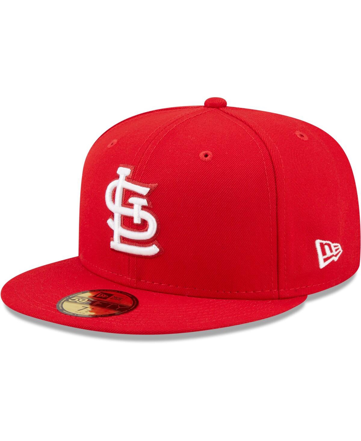 Shop New Era Men's  Red St. Louis Cardinals Logo White 59fifty Fitted Hat