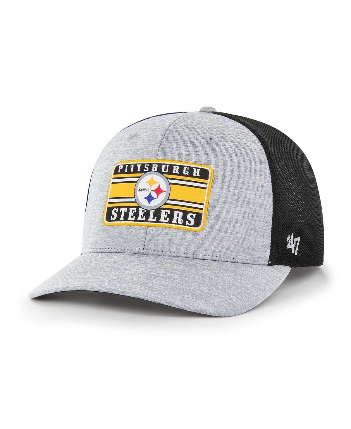 47 Brand Men's ' Heathered Gray And Black Pittsburgh Steelers Motivator Flex Hat In Heathered Gray,black