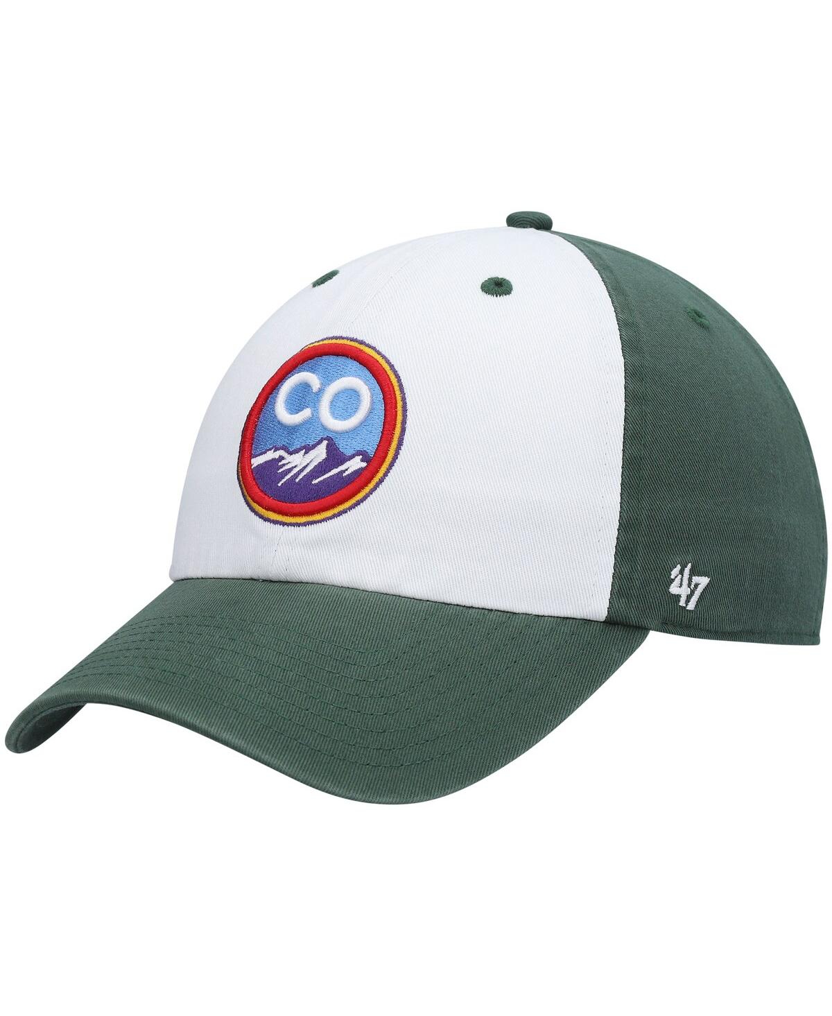 47 BRAND MEN'S '47 BRAND WHITE AND GREEN COLORADO ROCKIES AREA CODE CITY CONNECT CLEAN UP ADJUSTABLE HAT