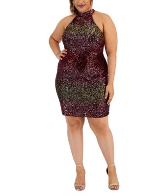 B Darlin Trendy Plus Size Sequined Ombré Dress - Macy's