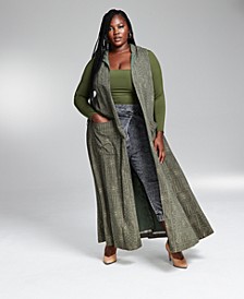 GooGoo Atkins Trendy Plus Size Hoodie Duster Vest, Long-Sleeve Bodysuit & Harem Pants, Created for Macy's