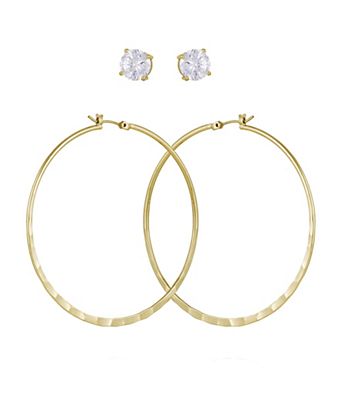 2-Pc. Set Crystal Stud & Hoop Earrings