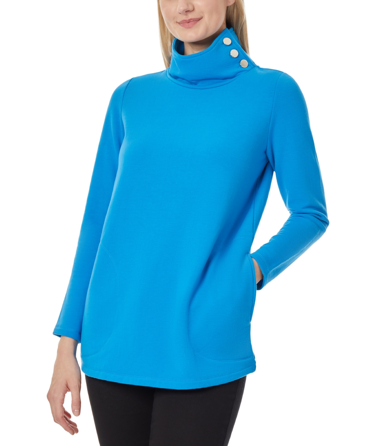Jones New York Women's Mock Neck Pullover Top In Electric Blue