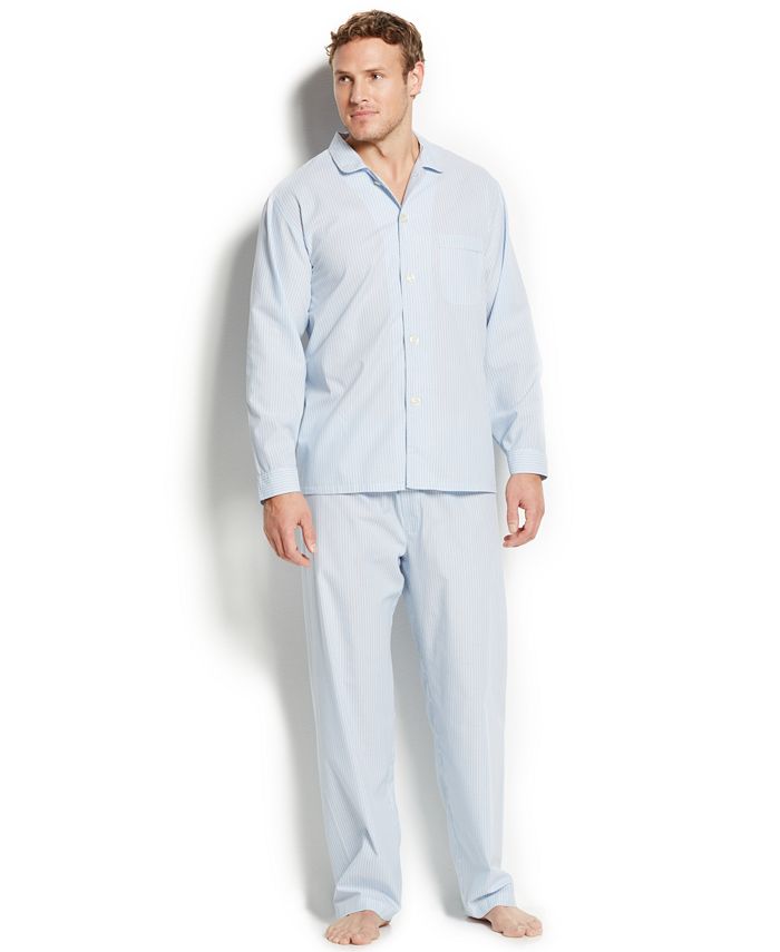 Club Room Men's Allure Blue Stripe Shirt and Pants Pajama Set - Macy's