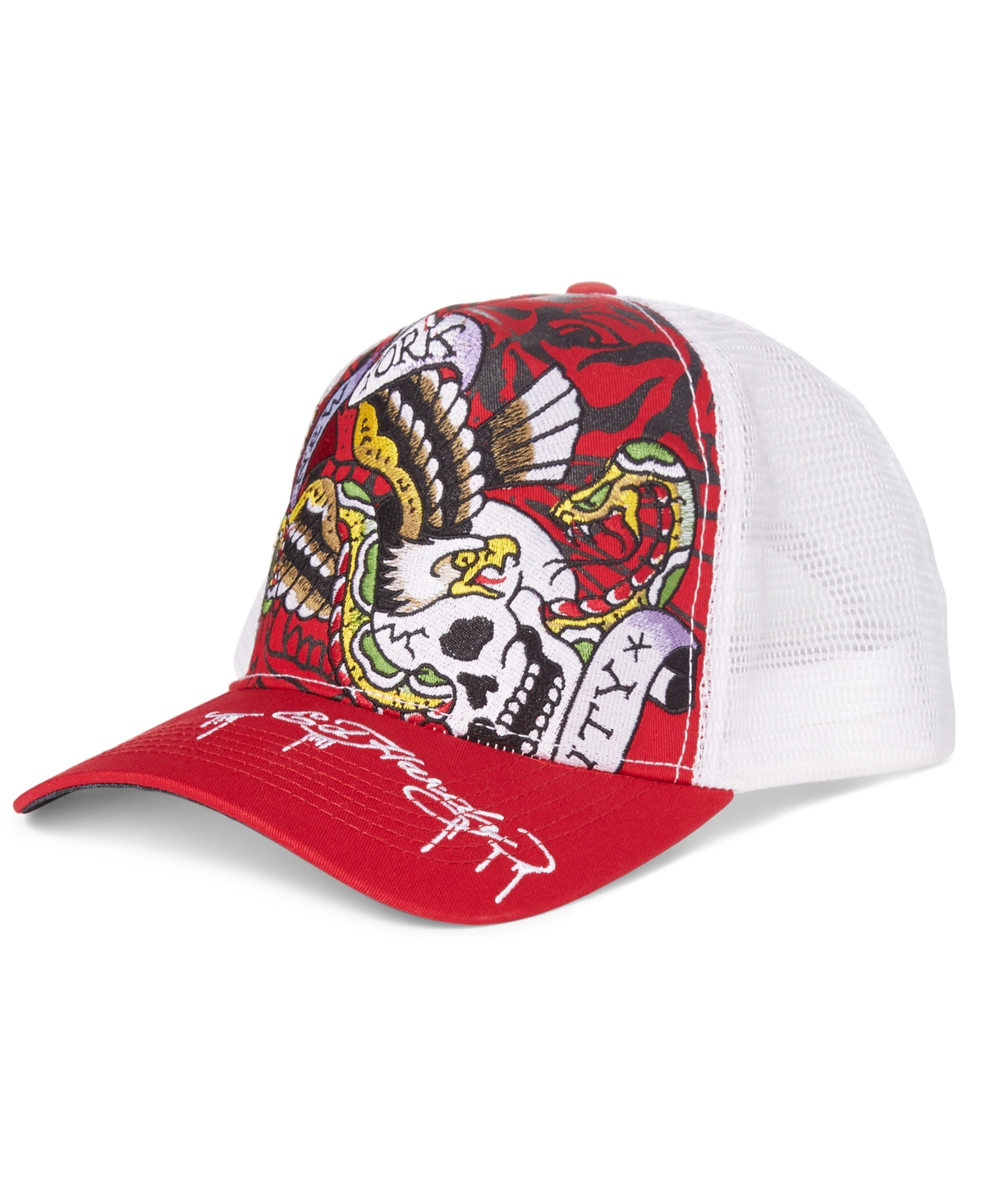 Ed Hardy Men's Throwback Embroidered Eagle Trucker Hat