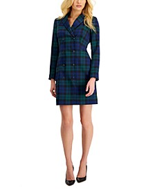 Women's Plaid Double-Breasted Jacket Dress