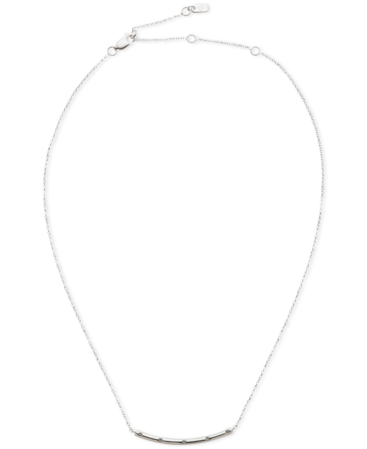 Lauren Ralph Lauren Crystal Studded Curved Bar Collar Necklace in Sterling Silver, 15" + 3" extender - Sterling Silver