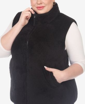Plus Size Women's Zip Up Sherpa Vest Jacket