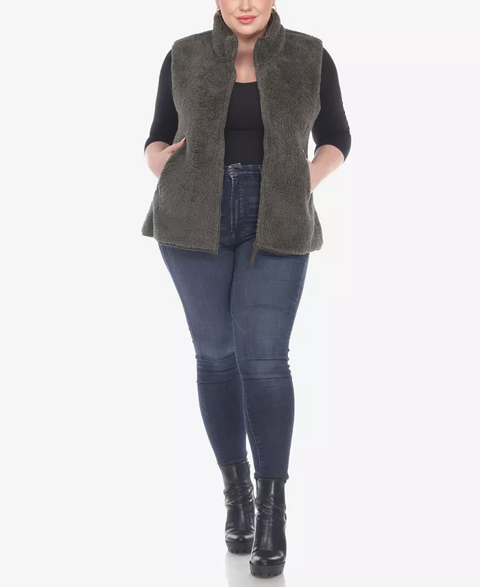 Plus Size Women's Zip Up Sherpa Vest Jacket - thumbnail 8