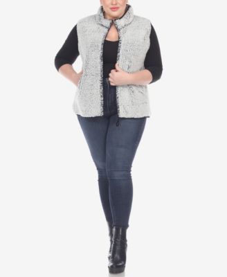 Plus Size Women's Zip Up Sherpa Vest Jacket