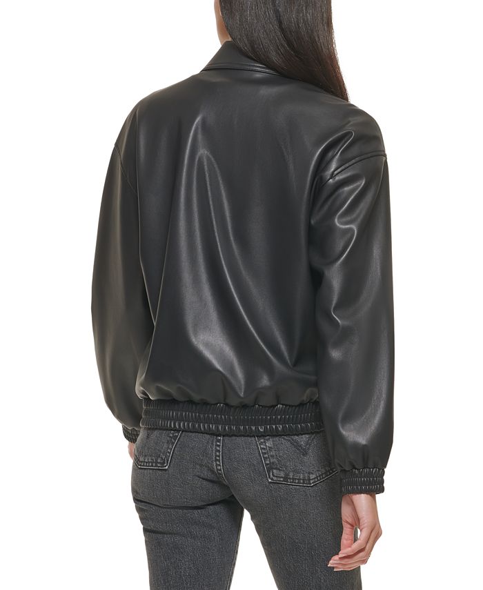 Levi's Women's Faux-Leather Relaxed Dad Bomber Jacket & Reviews ...