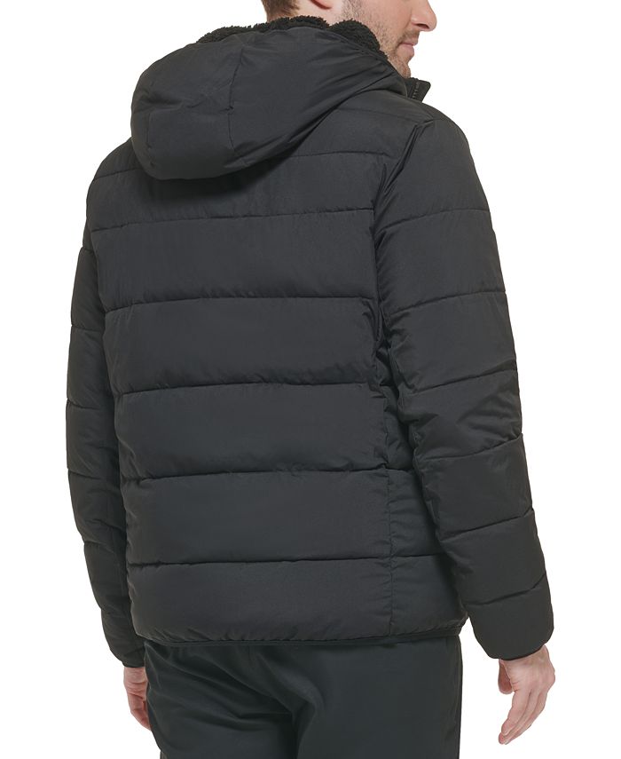 Calvin Klein Men's Chevron Stretch Jacket With Sherpa Lined Hood ...