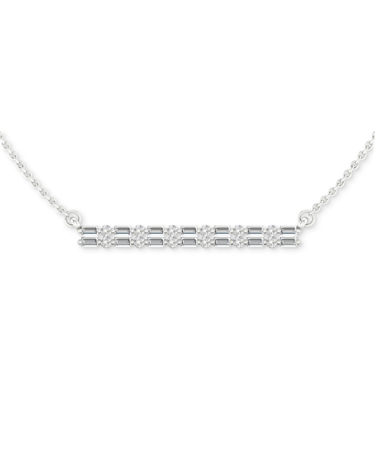 Forever Grown Diamonds Lab-created Diamond Baguette & Round Bar Necklace (1/2 Ct. T.w.) In Sterling Silver, 16" + 2" Extend