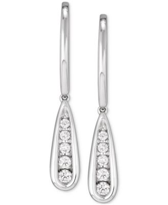 Lab-Created Diamond Graduated Leverback Drop Earrings (1/3 ct. t.w.) in Sterling Silver