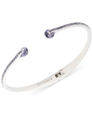 2-Pc. Color Floating Stone Crystal Cuff Bangle Bracelet and Matching Stud Earrings Set