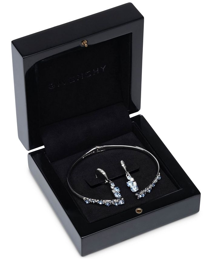 Givenchy Silver-Tone 2-Pc. Set Stone Scatter Cluster Cuff Bangle ...