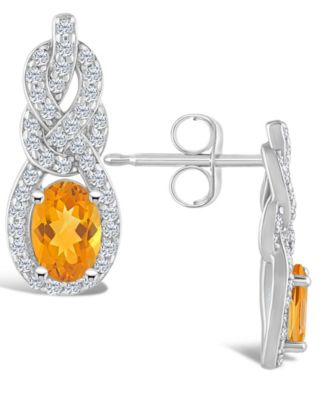 Topaz (3/4 ct. t.w.) Halo Drop Earrings in Sterling Silver