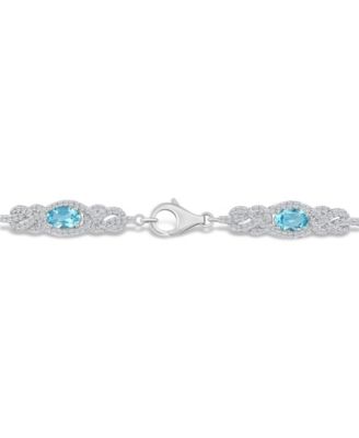 Sky Blue Topaz (3 2/5 ct. t.w.) and White Topaz (2 1/10 ct. t.w.) Bracelet in Sterling Silver