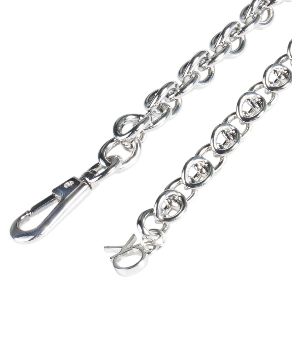 Calvin Klein Women's Silver-tone Chain Belt With Hanging Logo Charm In Silver