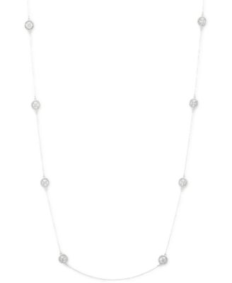 Lauren Ralph Lauren - Silver-Tone Pav&eacute; & Square Crystal Deco 42" Long Station Necklace