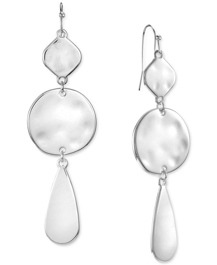 Style & Co SilverTone Hammered Disc Linear Drop Earrings, Created for