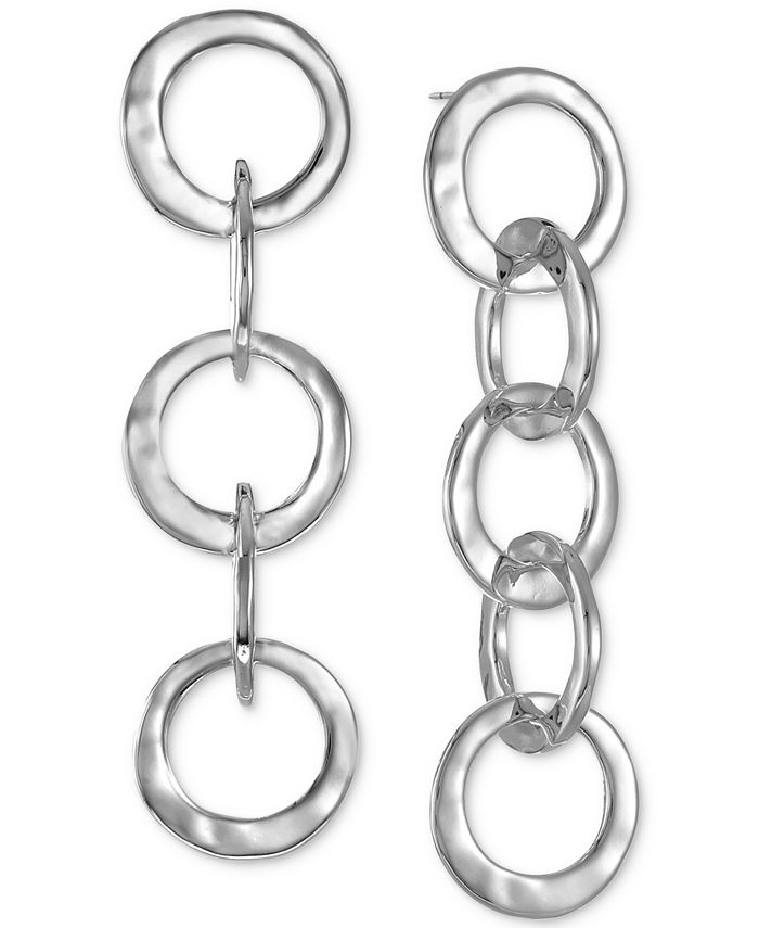 Style & Co SilverTone Hammered Link Linear Drop Earrings, Created for