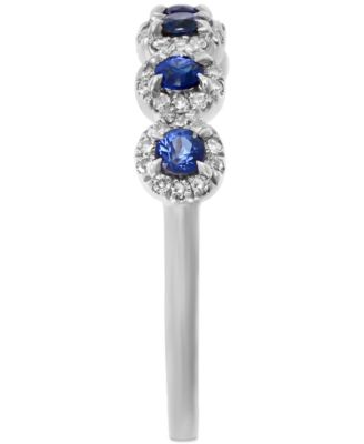 Sapphire (1/3 ct. t.w.) & Diamond (1/6 ct. t.w.) Cluster Band in 14k Rose Gold or 14k White Gold