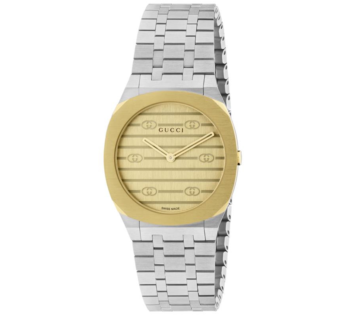 Shop Gucci Women's Swiss 25h Stainless Steel Bracelet Watch 30mm In Gold