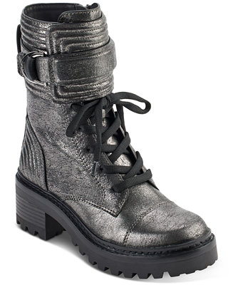 DKNY Women's Basia Buckled Quilted Block-Heel Combat Boots & Reviews -  Booties - Shoes - Macy's